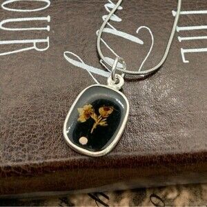 Vintage Dried Flower Necklace Stainless Steel